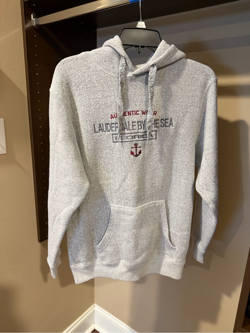 Lauderdale By The Sea Gray Hooded Pullover with Embroidered Logo